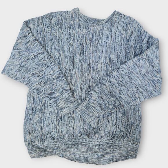 Idea Uomo Sweater Men's XXL Gray 3D Textured Crew Neck Cosby Style VTG 90s *Hole - Picture 1 of 7